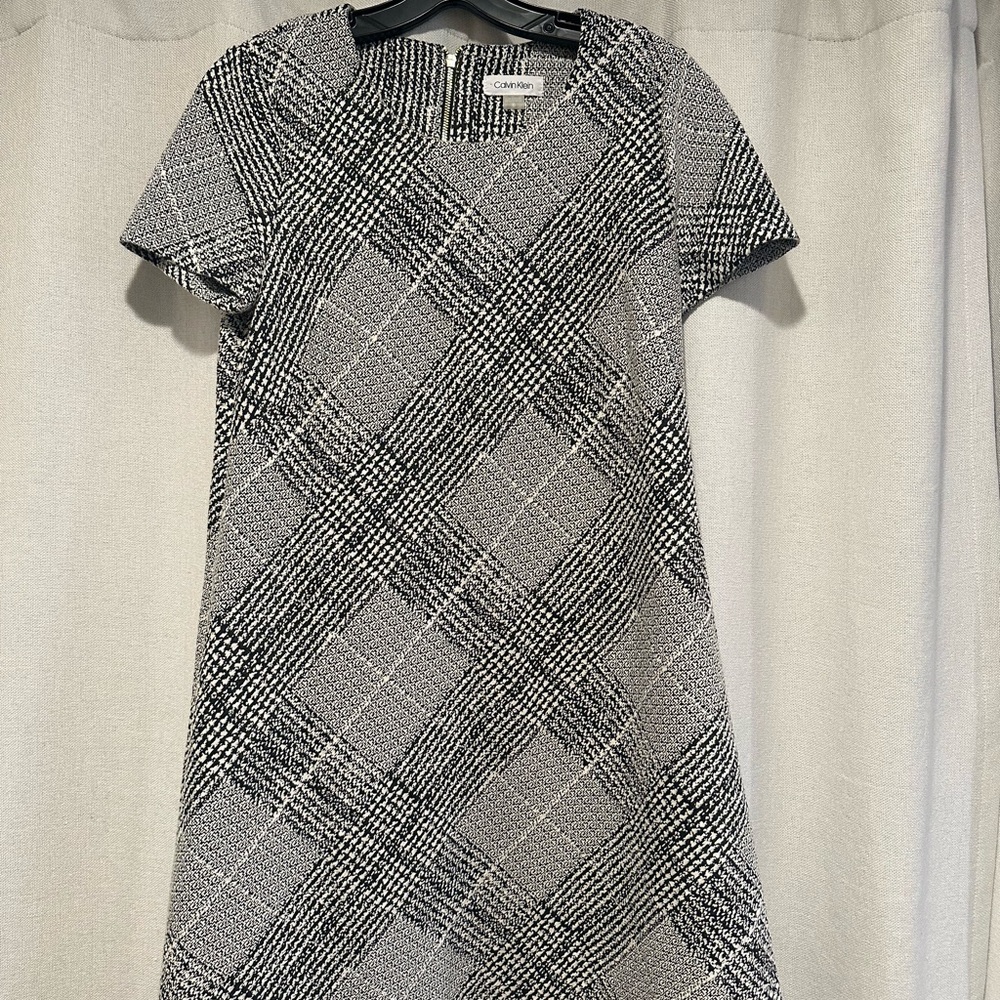 Calvin Klein Black and White Plaid Women's Dress
